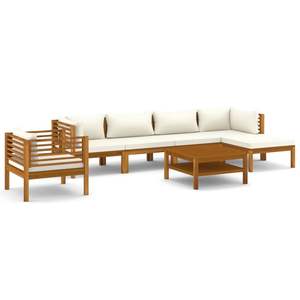 Conjunto de Muebles de Jardín Modulares Medianos de Madera Maciza de Acacia Color Crema - Product Image 2