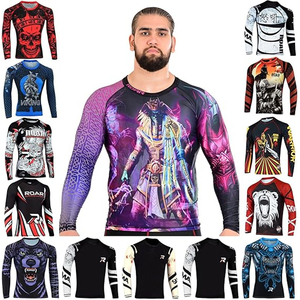 High Quality Men Long Sleeve Rash Guard <b>Compression</b> <b>Shirt</b> Graphic Print UV Protection OEM Bulk Supply - Product Image 1
