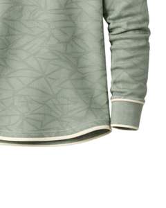 <b>Mens</b> Sage Green Geometric Printed <b>Henley</b> Pullover Sweatshirt Long Sleeve French Terry Regular Fit Casual <b>Top</b> For <b>Men</b> Winter Wear - Product Image 6