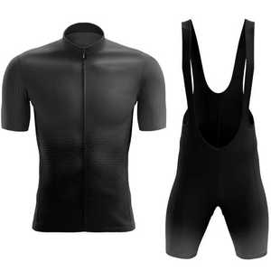Ensemble de maillot de cyclisme pour homme, noir, manches courtes, respirant, en polyester, kit de sport - Product Image 1