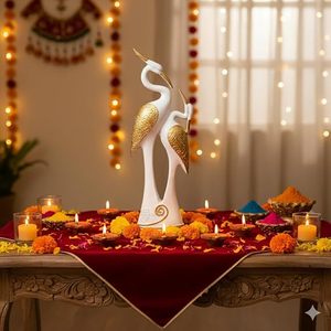 <b>White</b> And Gold Heron Tall Decorative Figurine For <b>Table</b> Top - Product Image 4