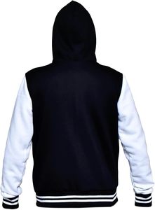 Cotton hoodie Black varsity <b>jacket</b> <b>men</b>-letterman <b>jacket</b> <b>men</b>-<b>baseball</b> hoodie-<b>mens</b> lightweight <b>jackets</b> with hood - Product Image 2