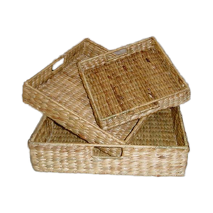 Economically Priced Handwoven Water Hyacinth Storage <b>Basket</b> Handle for Bedroom Living Room Bathroom Organization <b>Woven</b> <b>Baskets</b> - Product Image 1