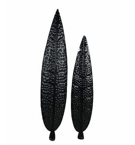 Decoración de Pared Moderna con Hojas de Resina, Arte Floral Grabado en Negro, Forma Irregular, Hecho a Mano - Product Image 1