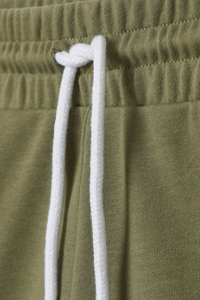 <b>Mens</b> Olive <b>Green</b> Cotton Bermuda <b>Shorts</b> Drawstring Waist Front Logo Casual Style - Product Image 5