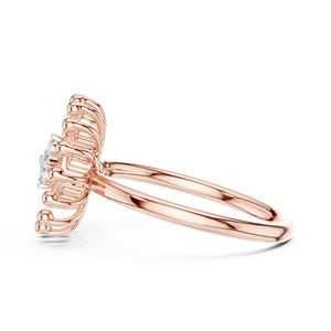 Anillo de Diamantes Cultivados en Laboratorio con Diseño Floral Único, Oro Rosa de 18 Quilates con Baño de Rodio, Corte Brillante, para Compromiso, Boda, Fiesta, Regalo de San Valentín - Product Image 3