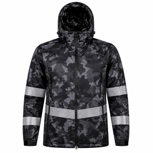 Veste de chantier unisexe d'hiver de haute qualité, entièrement zippée, haute visibilité, réfléchissante, imperméable, coupe-vent, en polyester - Product Image 3
