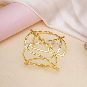 Luxury Hot Sale Engraving Bangles Brass 24K Gold Plated Jewellery with Quartz for Unisex Wedding Islamic Design by FWE - Product Image 2