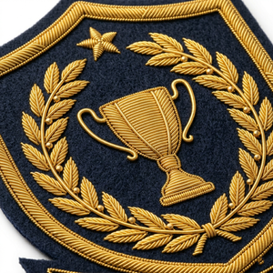 Private Label Hand Embroidered Bullion Badge Custom Achievement Award Gold Wire Presentation Insignia Merit Honor Emblem Bulk - Product Image 3