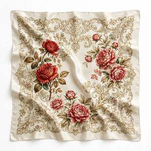 SOZAN SPORTS Women 100% Silk Square Scarf Vintage Leaf Print Skin Friendly All Seasons Elegant Fashion <b>Accessory</b> - Product Image 1