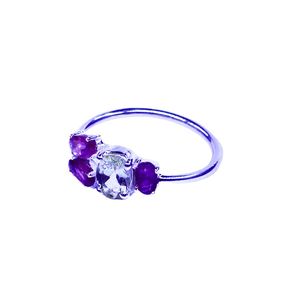 Anillo Clásico de Plata de Ley 925 Chapado en Oro con Turmalina Multicolor para Mujer, Joyería para Bodas - Product Image 2