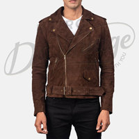 Veste de motard en cuir suédé marron foncé pour homme, classique, double fermeture éclair, en véritable peau de mouton, chaude pour l'hiver, avec ceinture