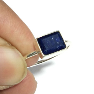 Anillo de Piedra Preciosa de Lapislázuli Natural, Plata de Ley 925, Cabujón Cuadrado Azul, Flor Bohemia, Joyería Hecha a Mano, Venta al por Mayor - Product Image 5