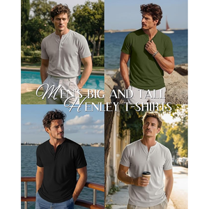 Camiseta de Manga Corta para Hombre, Cuello en V, Color Sólido, Algodón Jersey, Corte Regular, Informal, Lisa - Product Image 2