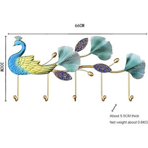 ตะขอแขวนผนังดีไซน์หรูหรา รูปทรงนกยูง หลากสีสัน คุณภาพพรีเมียม ผลิตจากโลหะ เหมาะสำหรับบ้าน โรงแรม หรูหรา - Product Image 1