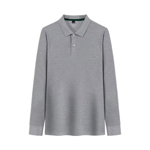Polo de Manga Larga para Hombre, Color Sólido, Tejido de Punto, Estilo Casual, Azul, Corte Regular - Product Image 6