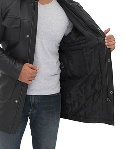 Abrigo de Cuero para Hombre, Corte Ajustado, Chaqueta Larga, Diseño Moderno, Cuero PU, Ajuste Cómodo, Prenda Elegante para Invierno, Informal, para Fiestas - Product Image 6
