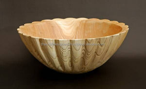 Cuenco para servir de plato marrón oscuro, superventas, cuenco de exhibición de ensalada de frutas y verduras redondeado, cuenco de madera para servir comida de comedor de alta calidad - Product Image 2