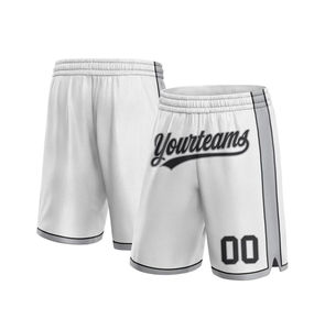 Shorts de basketball pour hommes avec cordon de serrage, taille élastique, décontractés, pour musculation, unis, respirants, avec poches, en polyester et maille - Product Image 2