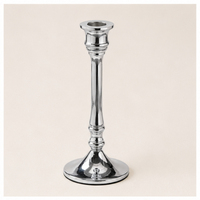 Support de bougie conique en métal argenté de luxe fait main, style moderne minimaliste, en aluminium poli, pour centre de table de mariage