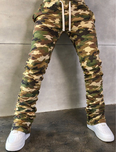 Custom Wholesale Causal Sports Camo Sweatpants Wearing Long Cargo Flare Pants With Side Pockets <b>Stacked</b> <b>Jogger</b> Trousers Man - Product Image 6