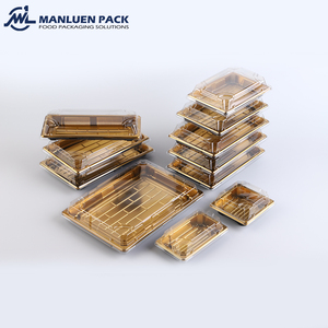 <strong>Disposable</strong> Food Sushi Plastic Plate Takeaway <strong>Tray</strong> Food <strong>Cake</strong> Fruit <strong>Tray</strong> Box Plastic Box Set With Lid - Product Image 1