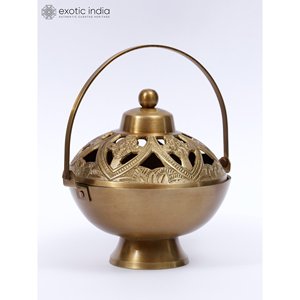 Cesta Puja de latón tradicional de 6 pulgadas Dhoop Dani quemador de incienso difusor de aromaterapia y soporte de incienso para decoración del hogar - Product Image 3
