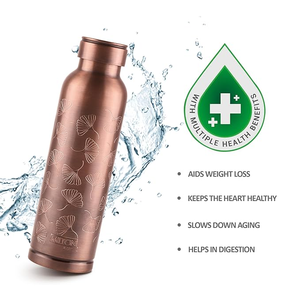ขวดน้ำทองแดงลายตะวันออกแบบพกพาพร้อมฝาสีดำ - Product Image 6
