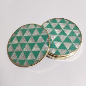 Decorative Resin Coaster Set Geometric Triangle Design Black <b>White</b> with Gold Rim Modern Drink Coasters for Coffee <b>Table</b> <b>Dining</b> - Product Image 2
