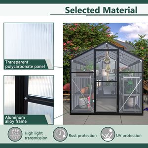 Kit Serra da Giardino 6x10 ft con Telaio in Alluminio, Copertura in Policarbonato, Porta con Chiusura e Caratteristiche Regolabili per Uso Esterno - Product Image 6