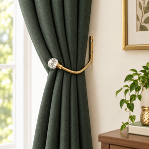 Attache-rideau longue en métal doré de qualité supérieure avec fleur en cristal pour la décoration de fenêtres de salon, chambre et hôtel – Fournisseur en gros - Product Image 2