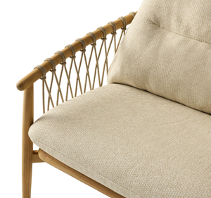 Canapé d'extérieur de luxe en teck massif deux places avec coussins épais, écologique, durable, design élégant avec accoudoirs pour patio et terrasse - Product Image 6