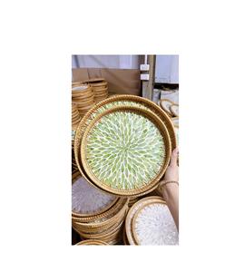 Bandeja Redonda de Bambú Hecha a Mano |   Plato de mimbre natural para servir frutas y aperitivos, ideal para el desayuno en casa y en restaurantes - Product Image 6