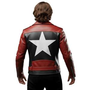 Chaqueta de Motociclista Personalizada para Hombre, Negra y Roja, de Cuero Genuino, con Parches de Estrellas, Corte Ajustado, para Motociclismo, Carreras y Uso Diario - Product Image 5