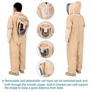 Combinaison d'apiculteur avec capuche amovible beige, coupe ample, protection intégrale du corps, vêtements de sécurité anti-coupure niveau D - Product Image 6