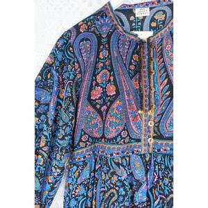 Robe courte bohème pour femmes, à manches longues, imprimé floral vintage, coupe ample, décontractée, style bohème - Product Image 3