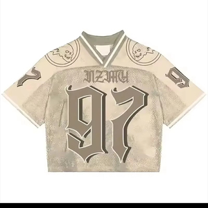 Custom Streetwear Trendy Heat-Transfer Printed V-neck Adjustable Strap Football <b>Shirt</b> Design Logo Mesh Retro American Jersey - Product Image 2