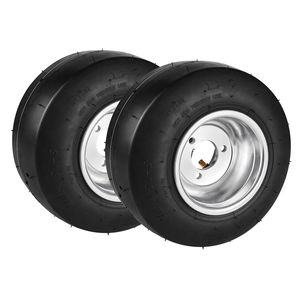 2-Pack 10x4.5 5\" <b>Go</b> <b>Kart</b> Wheels Aluminum Alloy Rims with Rubber <b>Tires</b> Hub Rim Fit Bolt P for Front Wheels - Product Image 1