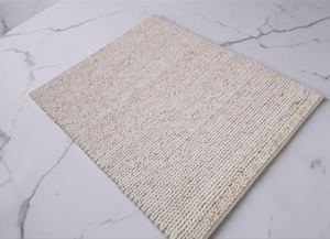 Handmade Modern Solid Chunky Knit Wool <b>Rug</b> <b>Thin</b> Latex Backed Ivory Area <b>Rug</b> for Living Room Bedroom Home Decor - Product Image 2