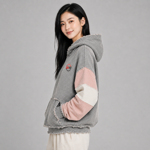 Latest OEM Wholesale <b>Women's</b> Distressed <b>Hoodie</b> Custom Logo <b>Soft</b> Cotton Fleece Warm Breathable Casual <b>Women</b> Distressed <b>Hoodie</b> - Product Image 4