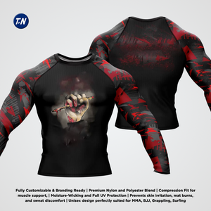 เสื้อรัดกล้ามเนื้อสำหรับผู้ใหญ่ MMA แบบยูนิเซ็กซ์  ป้องกันแบคทีเรีย ป้องกันรังสียูวี  ผ้าโพลีเอสเตอร์/สแปนเด็กซ์ 220 กรัม พิมพ์ลายด้วยความร้อน - Product Image 3
