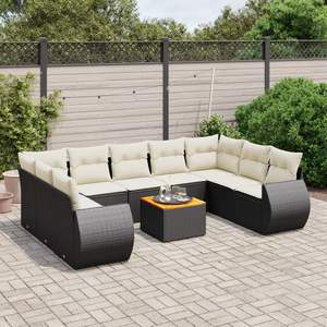 Conjunto de Sofás Modulares Grandes de Ratán PE Negro para Jardín, Muebles Modulares Elegantes para Exteriores - Product Image 1