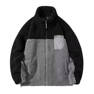 Veste d'hiver en sherpa à fermeture éclair, couleur unie personnalisée, manches longues amples, veste en polaire, veste de mode streetwear - Product Image 2