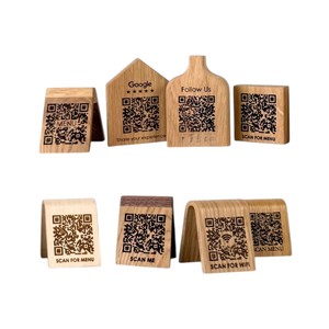 Porta Menús Personalizado de Madera de Pino Natural Ecológico con Código QR Grabado, Soporte de Exhibición de Mesa, Letrero de Mesa, Estilo Antiguo Moderno - Product Image 4