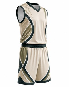 Ensemble d'uniformes de basketball personnalisés sublimés à col en V, unisexe adulte, sans manches, anti-humidité, vêtements de sport, imprimé géométrique, polyester - Product Image 4