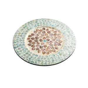 แผ่นรองจานมุกเปลือกหอยขายส่ง, แผ่นรองโต๊ะทรงกลมฝังเปลือกหอยทำมือ, จานรองตกแต่งลายโมเสก, เครื่องครัว - Product Image 1