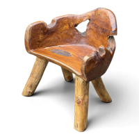 Fauteuil de salon rustique en racine de teck massif, forme naturelle, mobilier d'intérieur antique, avec coussin amovible, pour la maison