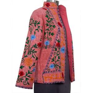 Chaqueta Bomber con Cuello en V, Diseño Floral Vintage, Bordado a Máquina, Multi-estación, Ecológica, Transpirable, de Secado Rápido, 100% Algodón - Product Image 4