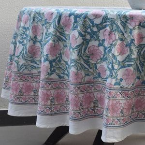 Nappe ronde en coton à imprimé floral tendance, 6 places, 180 cm, classique, lavable, décoration maison, au prix le plus bas - Product Image 6