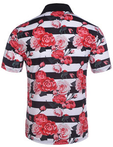 Polo pour homme à imprimé baroque orné, manches courtes, tenue décontractée d'été, légère et respirante - Product Image 4